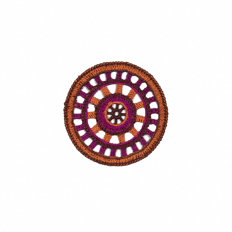 Orange and Magenta Wheel Sew-on Applique - 2.75"