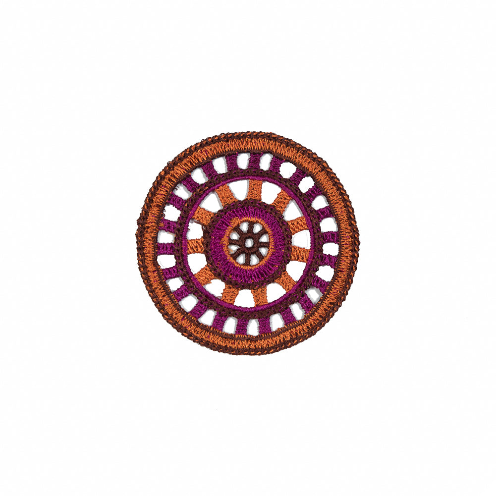 Orange and Magenta Wheel Sew-on Applique - 2.75"