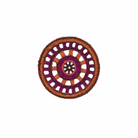 Orange and Magenta Wheel Sew-on Applique - 2.75"