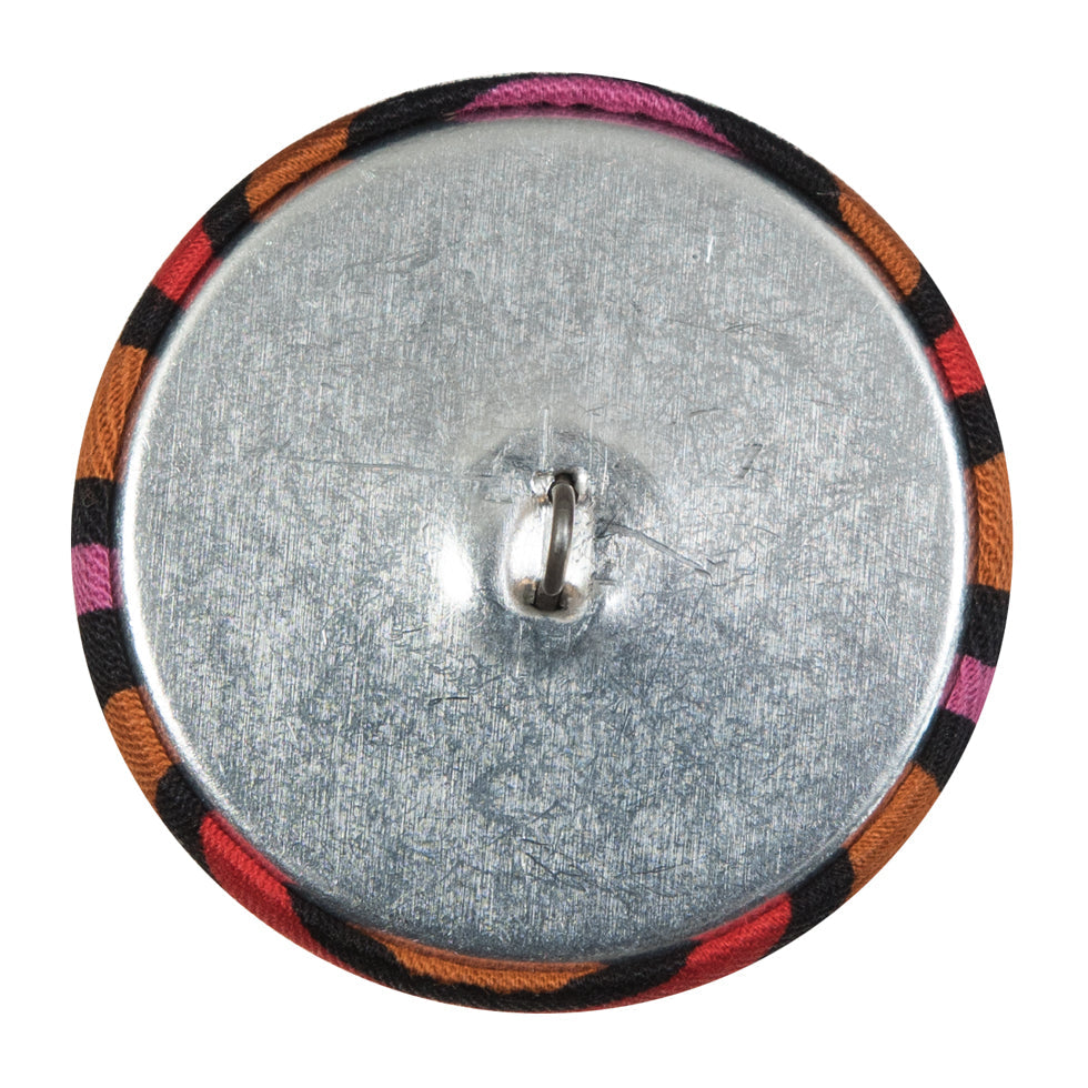 Black, Orange and Pink Striped Fabric Covered Button - 60L/38mm