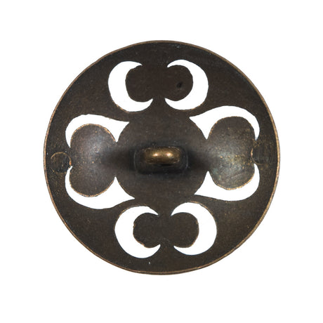 Gold and White Etched Metal Shank Back Button - 44L/28mm