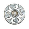 Gold and White Etched Metal Shank Back Button - 44L/28mm