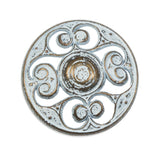 Gold and White Etched Metal Shank Back Button - 44L/28mm