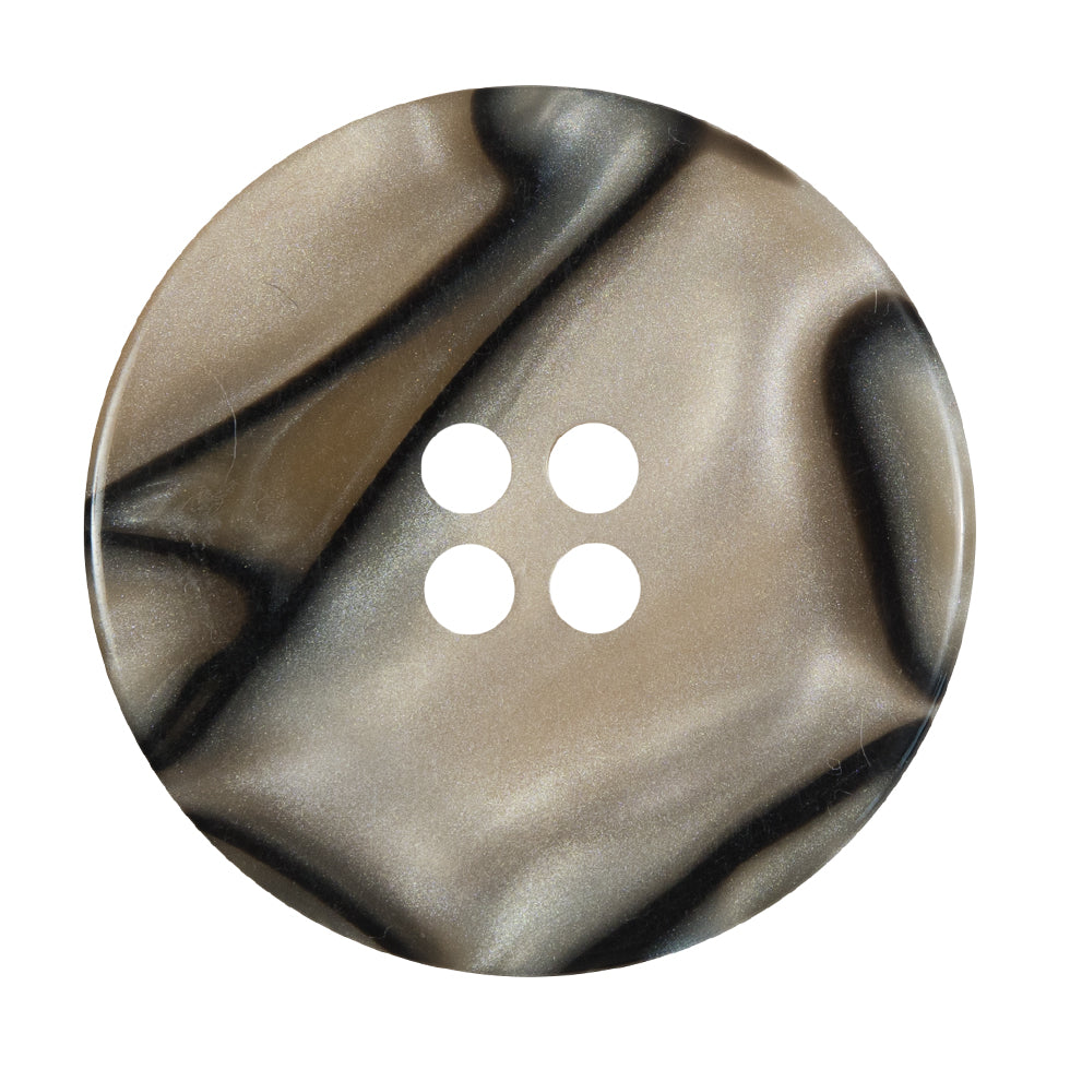 Beige and Black Plastic 4-Hole Button - 60L/38mm