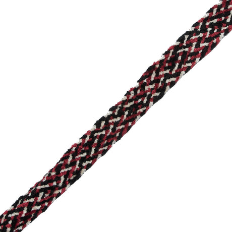 Red, Black and White Flat Chenille Trim - 0.75"