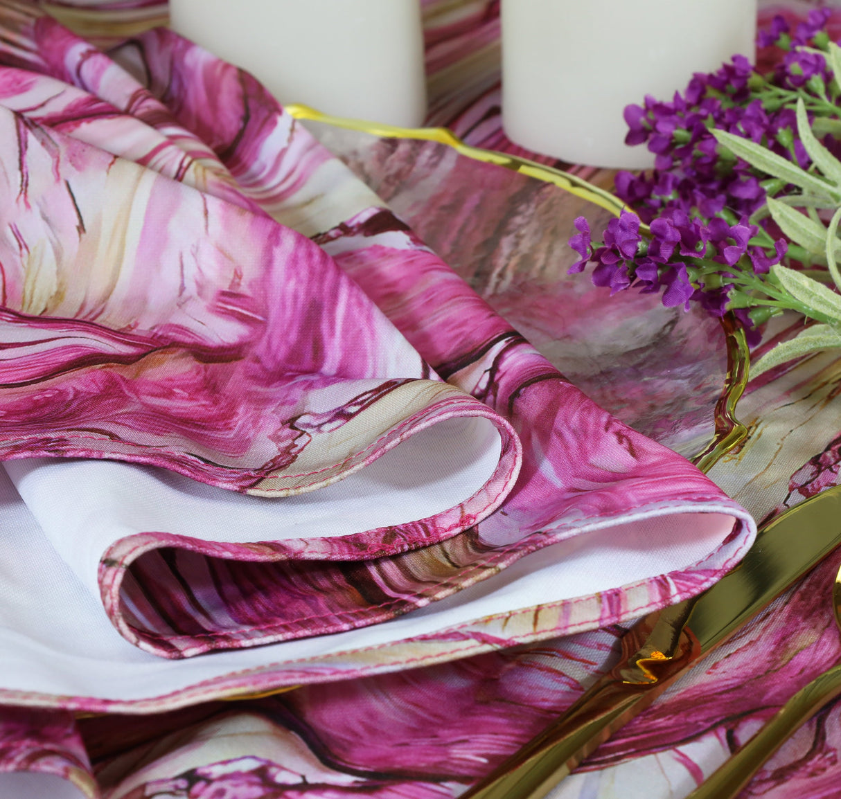 Wrinkle-Free Scuba Rectangular Tablecloth 90x156 Agate Pink