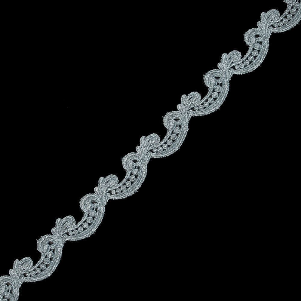Metallic Ice Blue Guipure Lace Trim - 1.25"