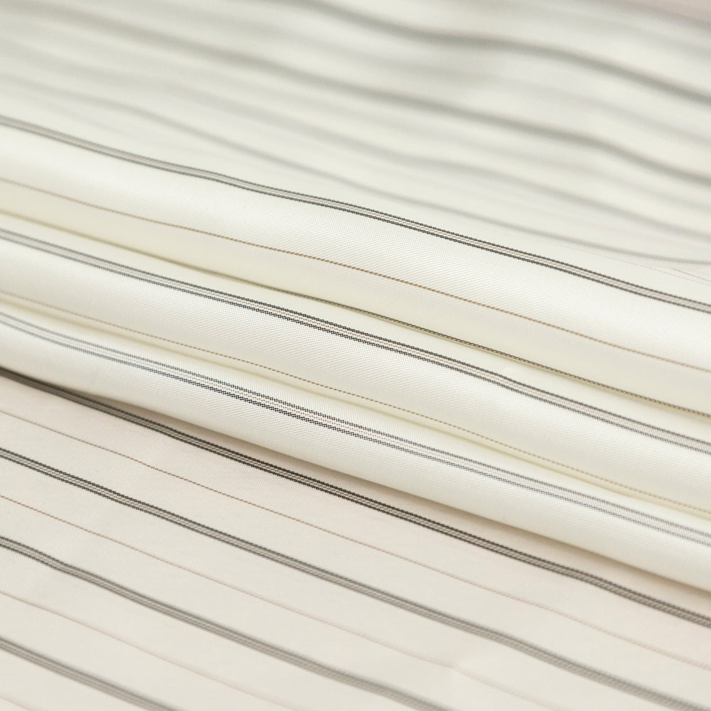 Bemberg Lining - Ivory and Black Stripes