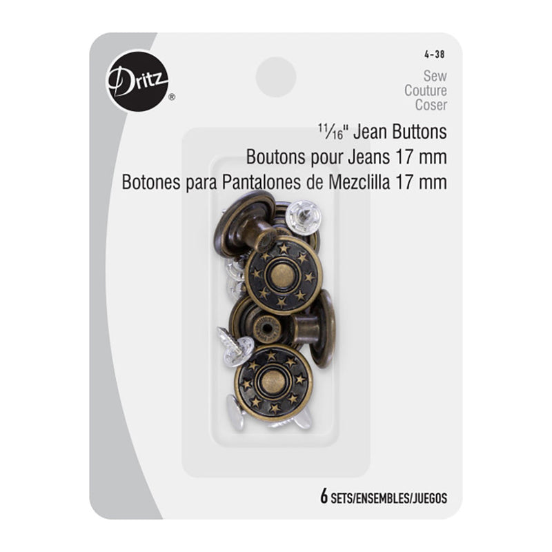Dritz Jean Buttons - Antique Brass - 11/16"