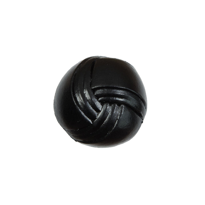 Black Leather Shank Back Button - 32L/20mm