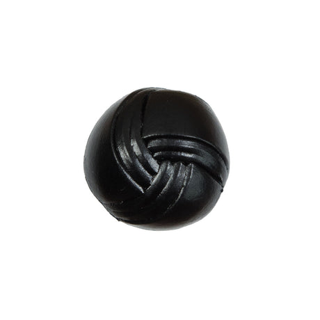 Black Leather Shank Back Button - 32L/20mm
