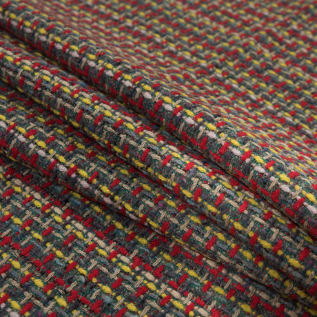 Red, Green and Yellow Woven Wool Tweed