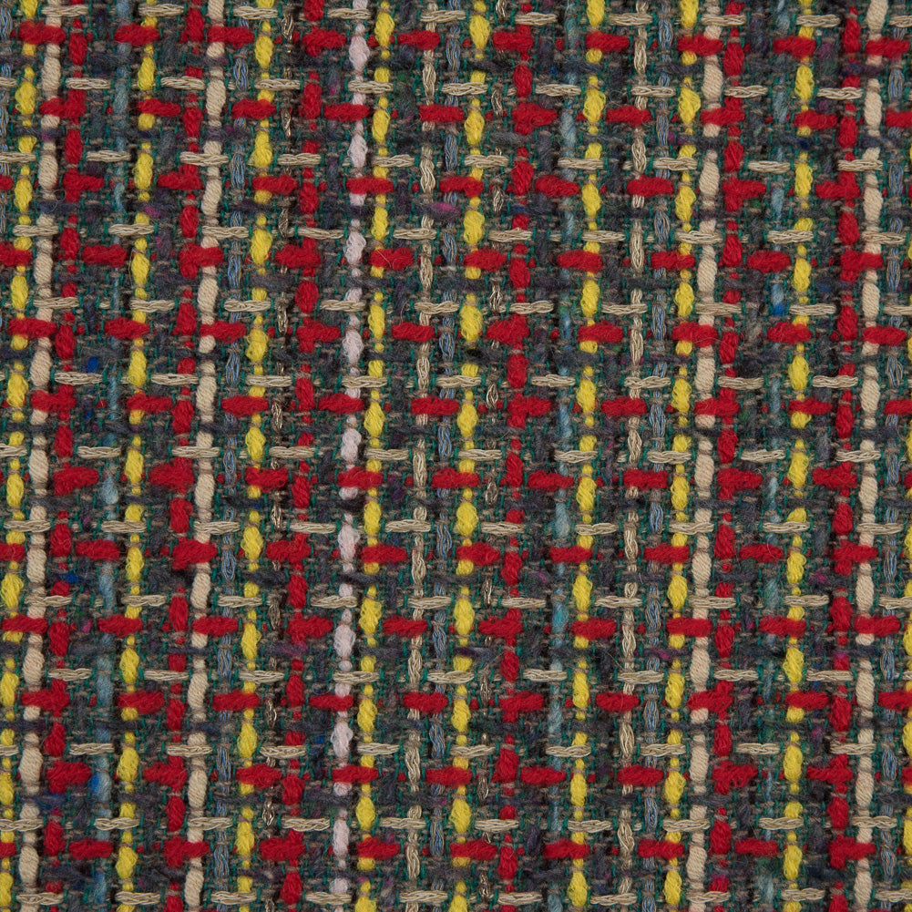 Red, Green and Yellow Woven Wool Tweed