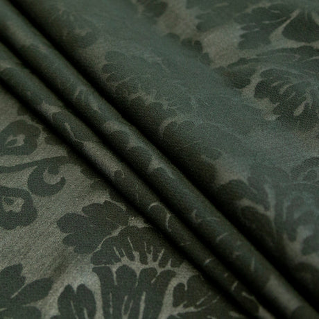 Deep Forest Green Floral Laminated Stretch Polyester Woven
