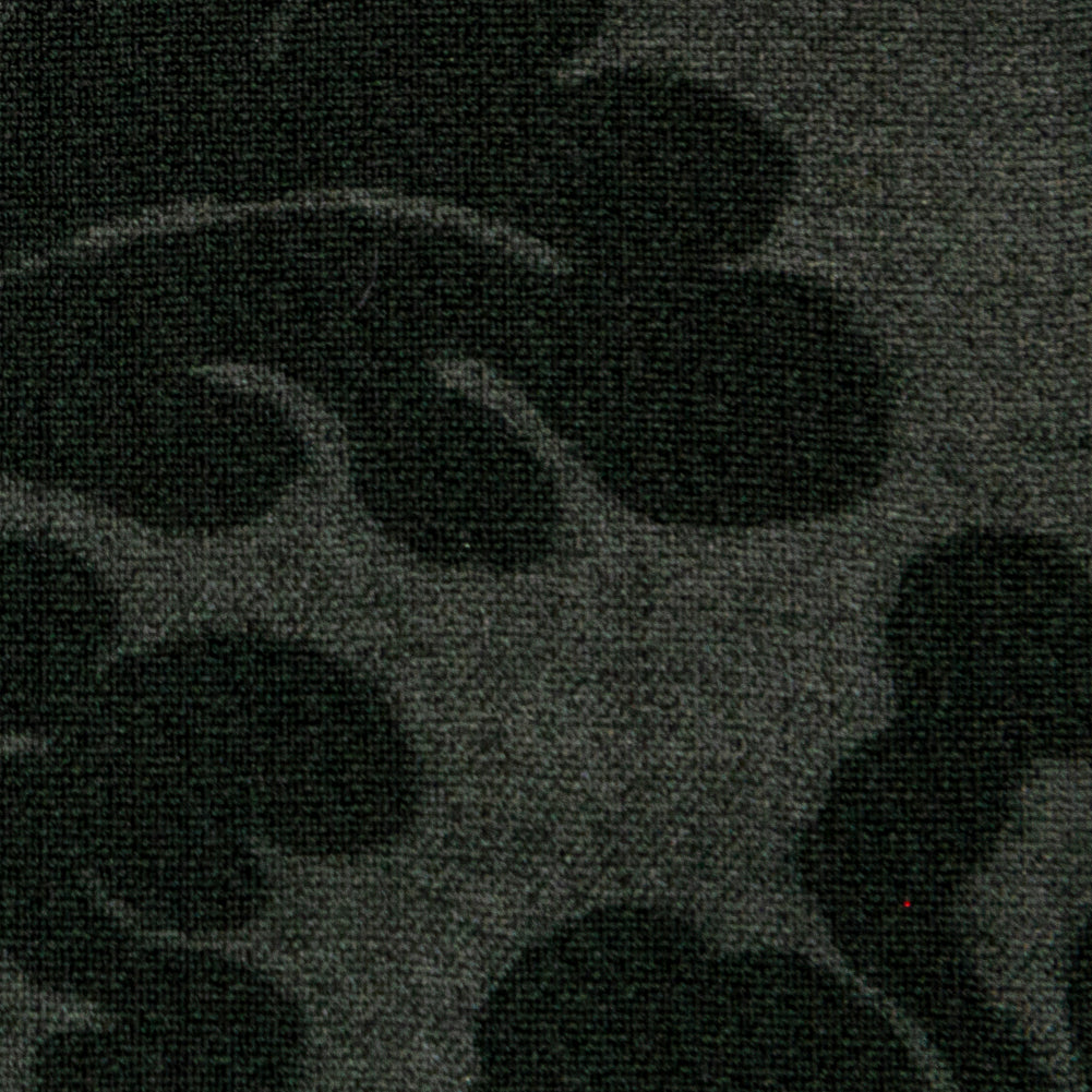 Deep Forest Green Floral Laminated Stretch Polyester Woven