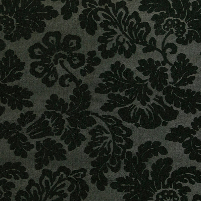 Deep Forest Green Floral Laminated Stretch Polyester Woven