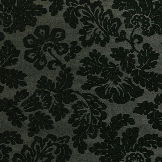 Deep Forest Green Floral Laminated Stretch Polyester Woven