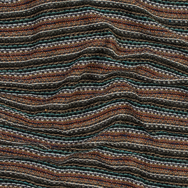 Italian Olive and Orange Striped Wool Knit
