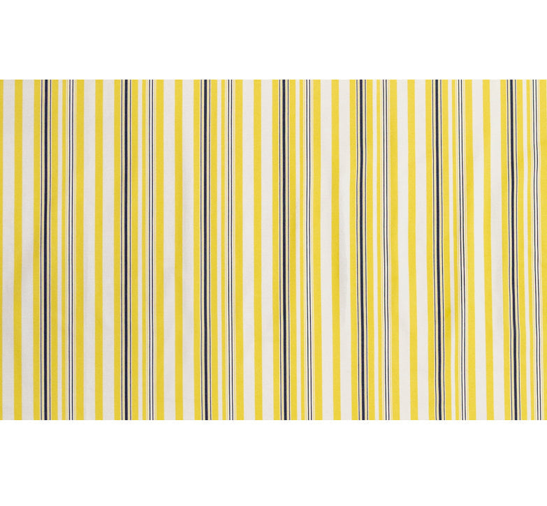 Yellow, Navy and White Striped Polyester Twill