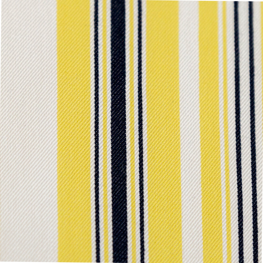 Yellow, Navy and White Striped Polyester Twill