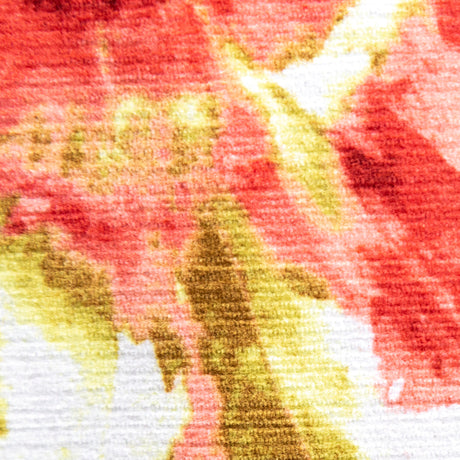 Coral, Yellow and Brown Floral Stretch Corduroy Panel