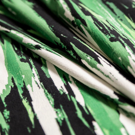 Green Abstract Stripes Stretch Cotton Corduroy