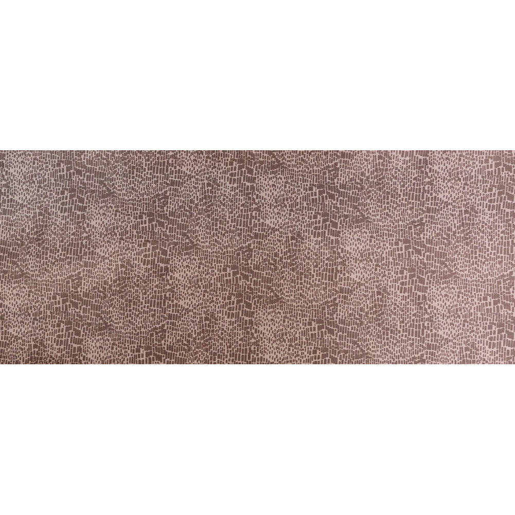 Moonlight and Taupe Gray Block Printed Stretch Twill