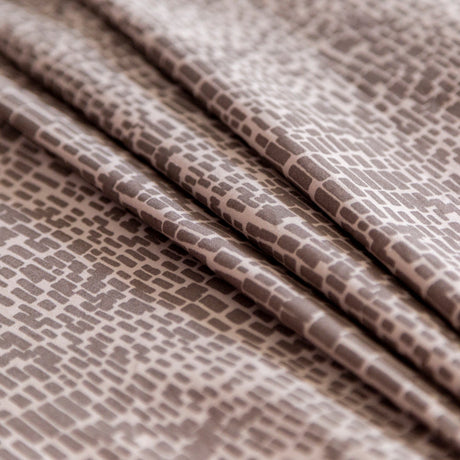 Moonlight and Taupe Gray Block Printed Stretch Twill