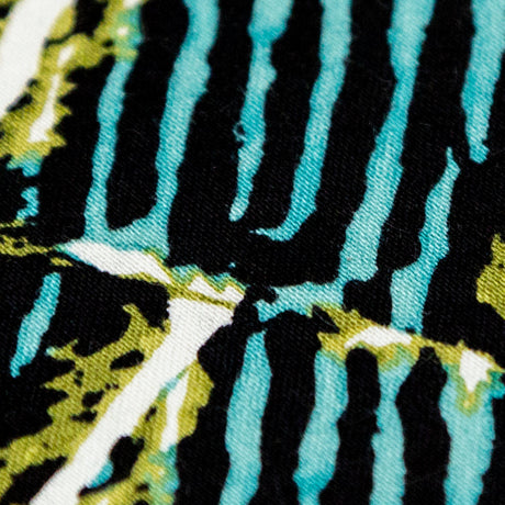 Blue Tiger Striped Diamond Printed Stretch Cotton Twill