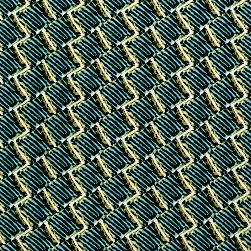 Blue Tiger Striped Diamond Printed Stretch Cotton Twill