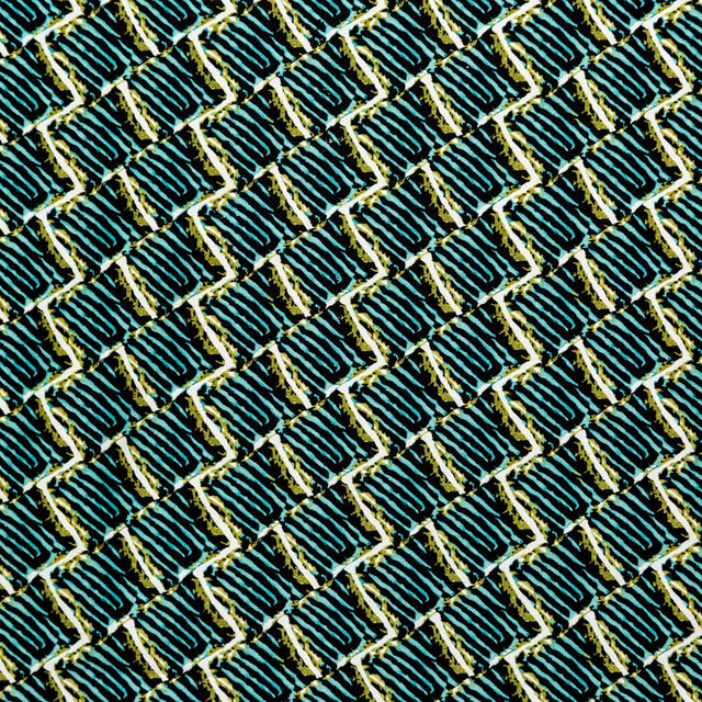 Blue Tiger Striped Diamond Printed Stretch Cotton Twill