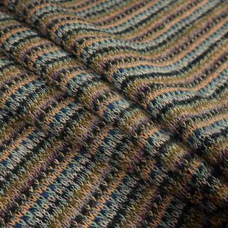 Italian Olive and Forest Green Striped Blended Wool Knit