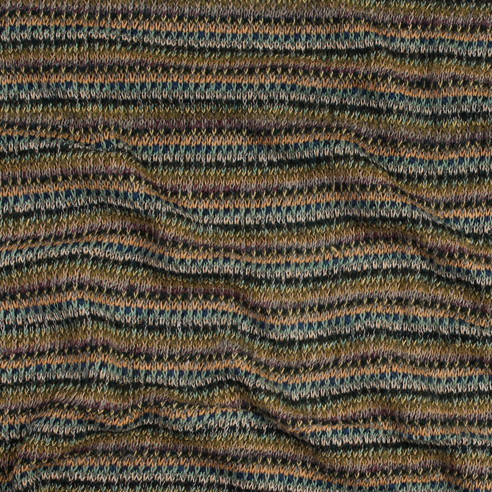Italian Olive and Forest Green Striped Blended Wool Knit