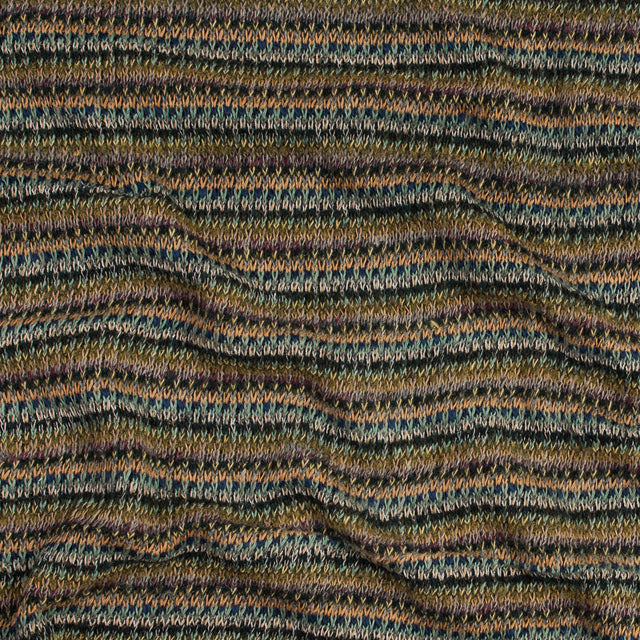 Italian Olive and Forest Green Striped Blended Wool Knit