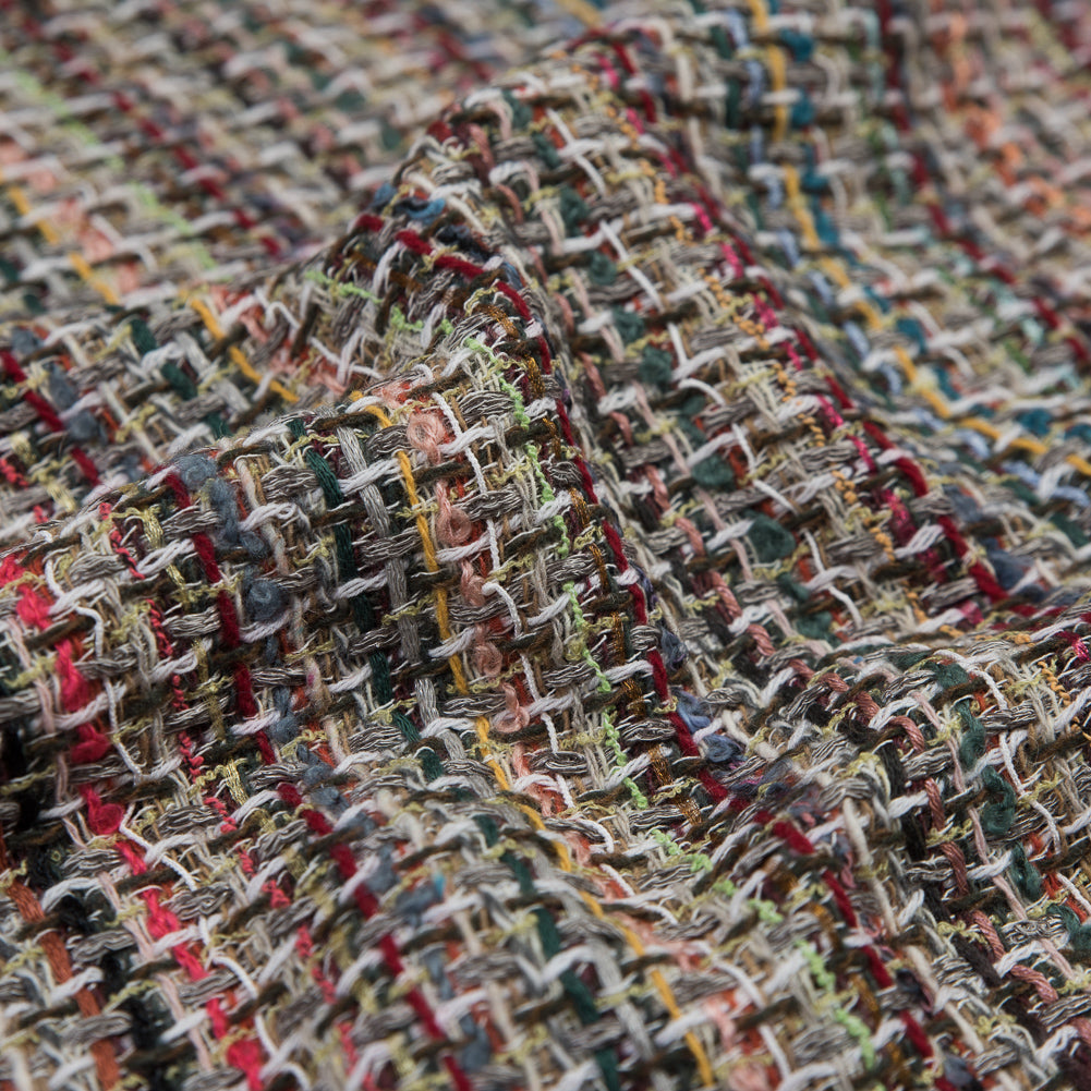 Multicolor Loosely Woven Wool Tweed
