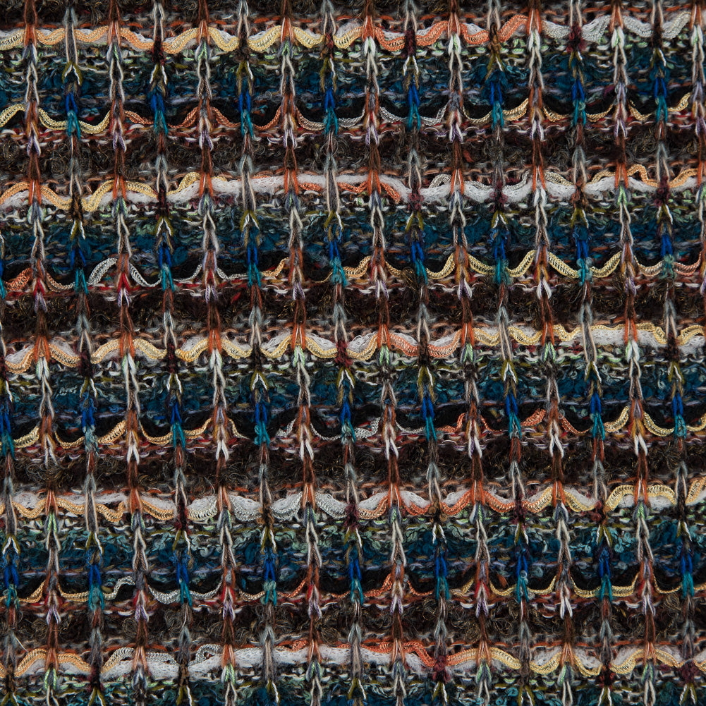 Italian Cobalt, Brown and Yellow Striped Wool Knit