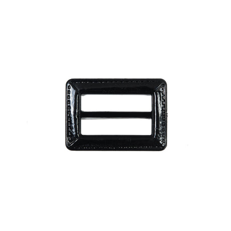 Black Laquered Leather Buckle - 1.5" x 1"