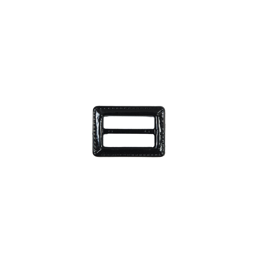 Black Laquered Leather Buckle - 0.75" x 1"