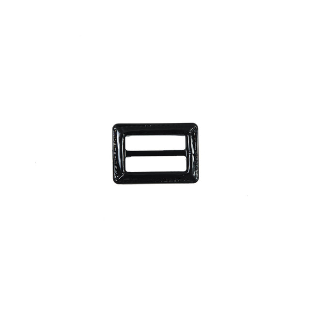 Black Laquered Leather Buckle - 0.75" x 1"