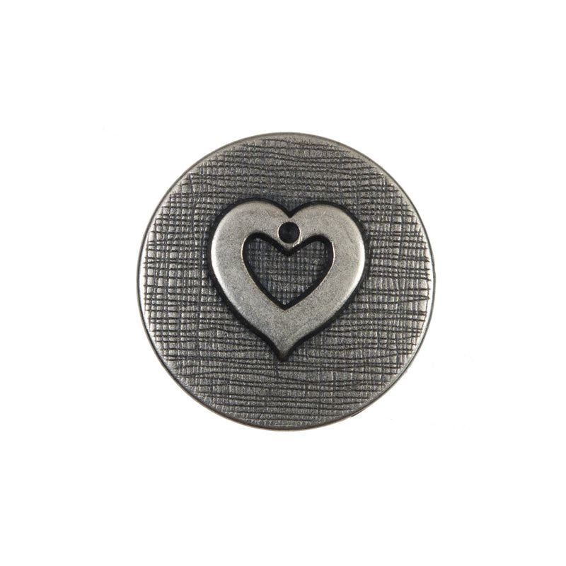 Silver Metal Heart Shank Back Button - 36L/23mm
