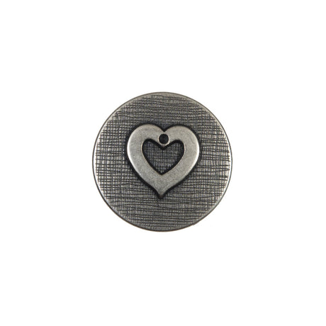 Silver Metal Heart Shank Back Button - 28L/18mm