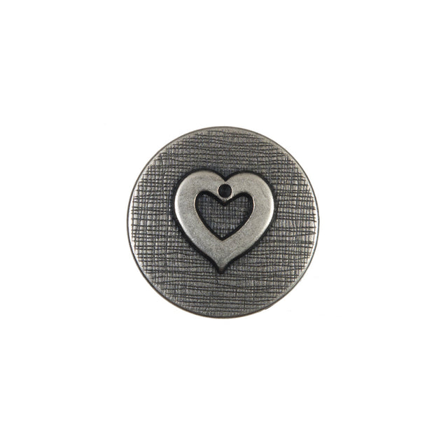 Silver Metal Heart Shank Back Button - 28L/18mm