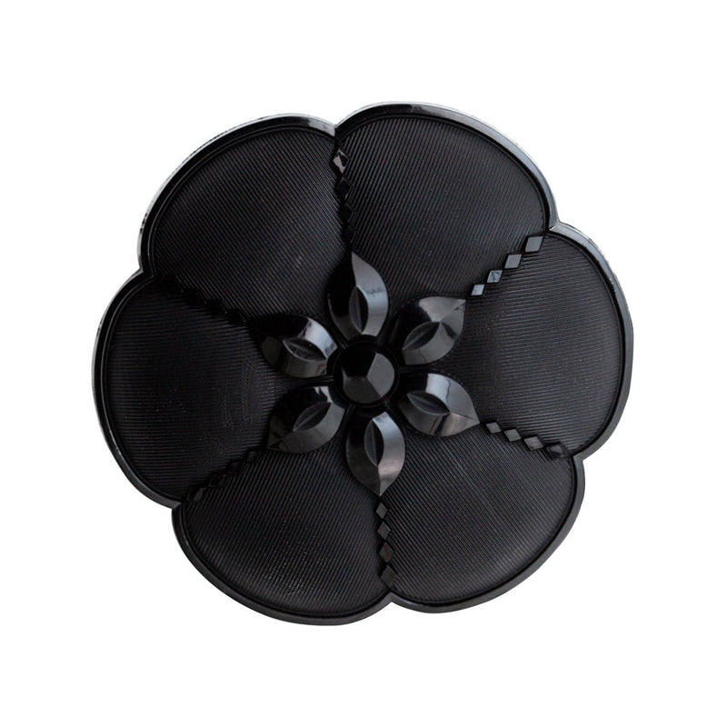 Italian Black Nylon Flower Shank Back Button - 2"