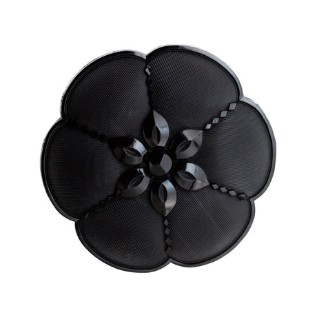 Italian Black Nylon Flower Shank Back Button - 2"