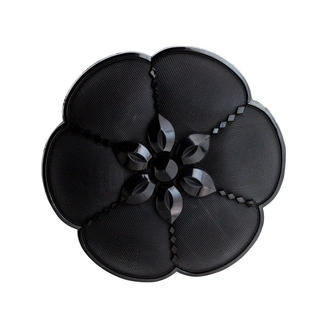 Italian Black Nylon Flower Shank Back Button - 2"