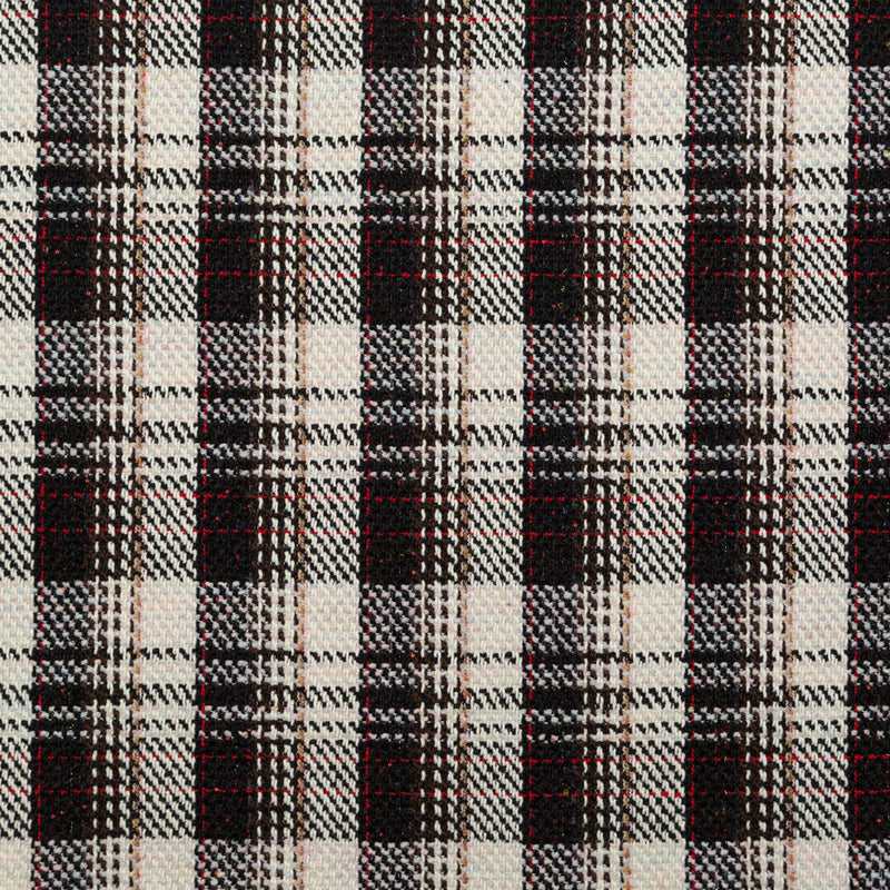 Black, Ivory and Red Plaid Tweed with Sequins