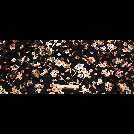 Black Ponte Knit with Rust Floral Foil Design
