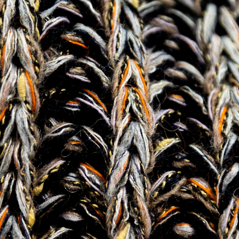 Italian Black, Orange and Gray Chunky Wool Knit
