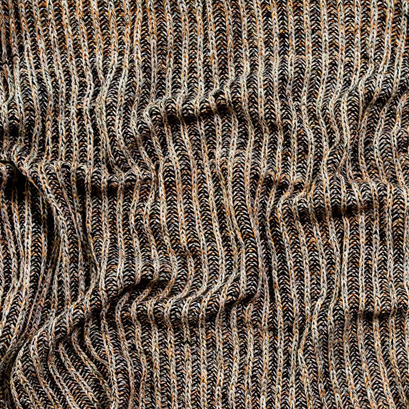 Italian Black, Orange and Gray Chunky Wool Knit