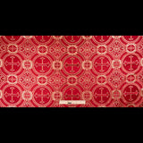 Red and Metallic Gold Ecclesiastical Medallion Jacquard